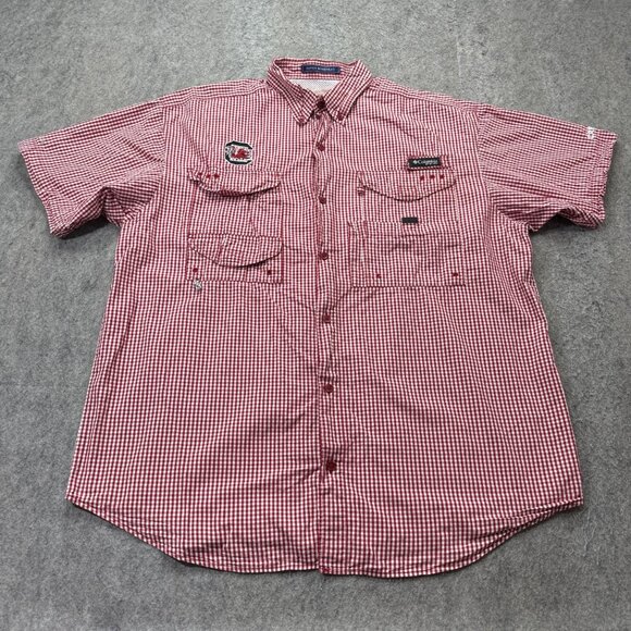 South Carolina Gamecocks Columbia PFG Super Bonehead Fishing Shirt Men L Red - Picture 2 of 15